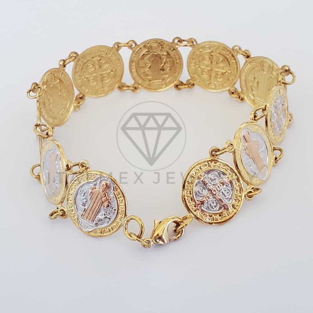 18K Gold Plated St. Benedict Coin Amulet Bracelet